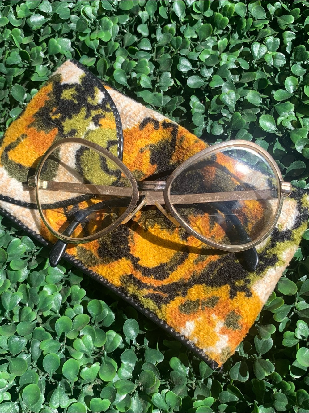 Vintage 60s 70s mod Italian Designer Christian Filos alien curved eyeglasses
